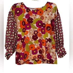 Cousin Earl Floral Multicolor Women's Top M